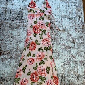 Forever 21 Blush and Green Floral Maxi Dress